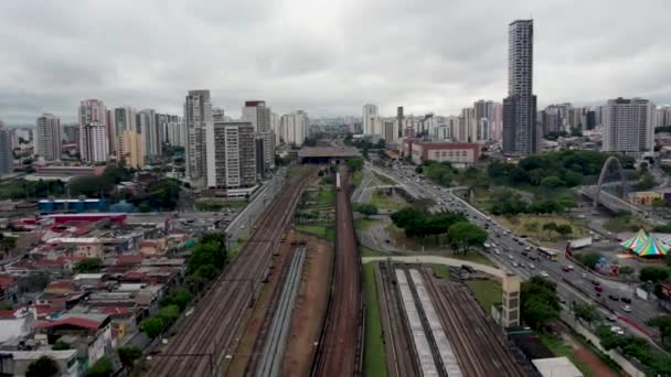 Vista Aérea Distrito Tatuap Paulo Brasil Avenida Principal Bairro Perto — Vídeo de Stock
