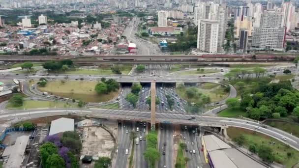 Pemandangan Udara Distrik Tatuap Paulo Brasil Jalan Utama Lingkungan Dekat — Stok Video