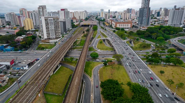 Letecký Pohled Čtvrť Tatuap Paulu Brazílie Hlavní Třída Sousedství Blízkosti — Stock fotografie
