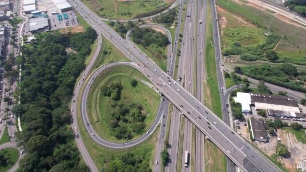 Luchtfoto Van Sao Jose Dos Campos Sao Paulo Brazilië Stadsringweg — Stockvideo