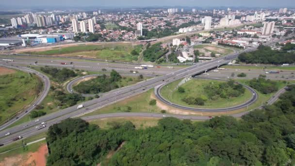 Vista Aérea Sao José Dos Campos Sao Paulo Brasil Carretera — Vídeos de Stock