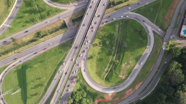 Luchtfoto Van Sao Jose Dos Campos Sao Paulo Brazilië Stadsringweg — Stockvideo