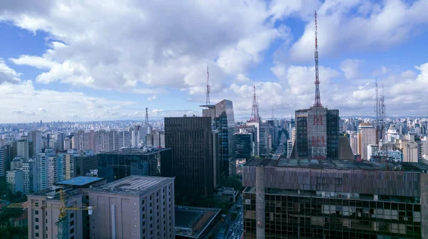 Letecký Pohled Paulista Sao Paulu Hlavní Třída Hlavního Města Mnoha — Stock fotografie