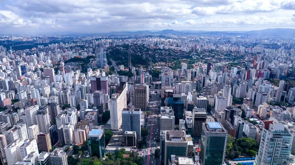 Vista Aérea Paulista São Paulo Avenida Principal Capital Com Muitas — Fotografia de Stock