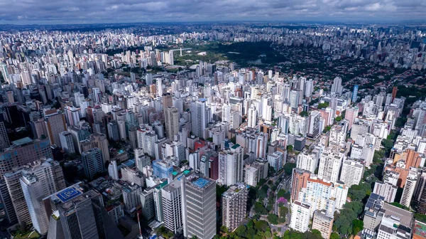 Vista Aérea Paulista São Paulo Avenida Principal Capital Com Muitas — Fotografia de Stock