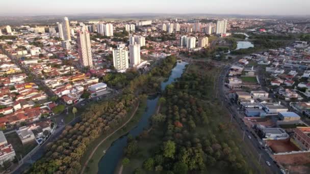 Taman Ekologi Indaiatuba Taman Indah Pusat Kota Dengan Danau Dan — Stok Video