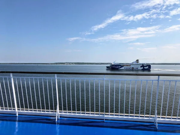 View Deck Cruise Ship Journey Helsinki Tallinn Baltic Sea Sunny — Stock Photo, Image