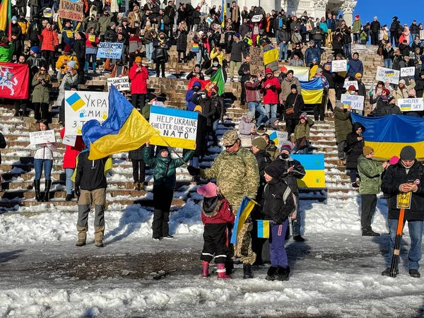 Helsinki Finland 2022 Demonstratie Tegen Oorlog Oekraïne — Gratis stockfoto