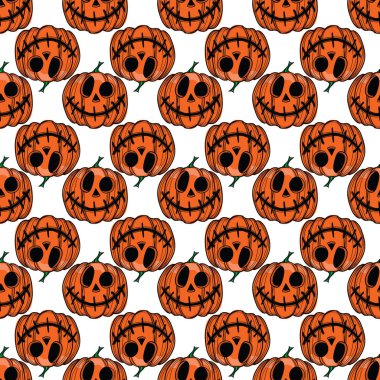 Beyaz arka planda el çizimi balkabakları Jackolantern.