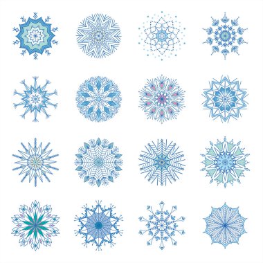 Kış tasarımı için elle çizilmiş kar taneleri koleksiyonu