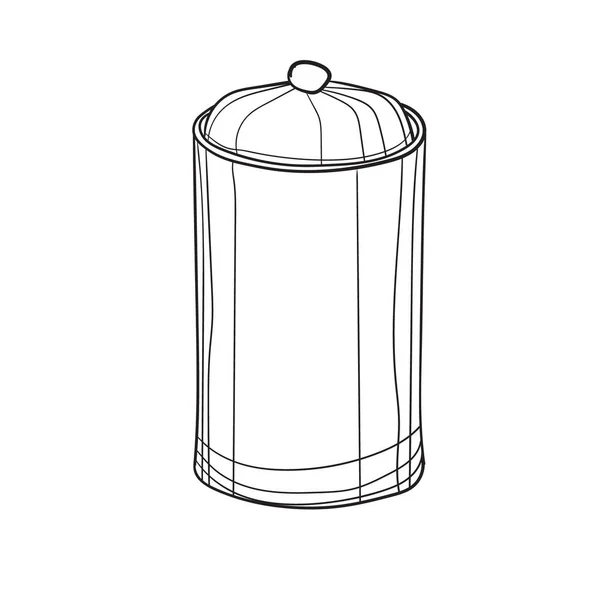 Illustration vectorielle dessinée à la main du bol à sucre. Avec circuit noir sans remplissage sur fond blanc — Image vectorielle