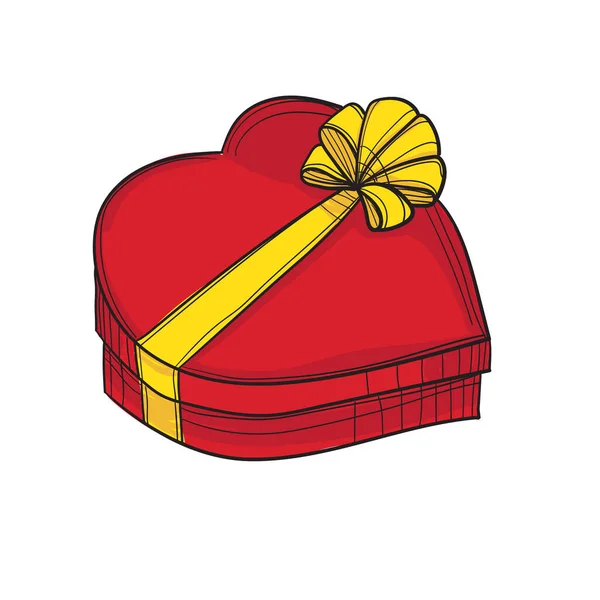 Dibujado a mano rojo y amarillo vector ilustración de regalo. — Vector de stock