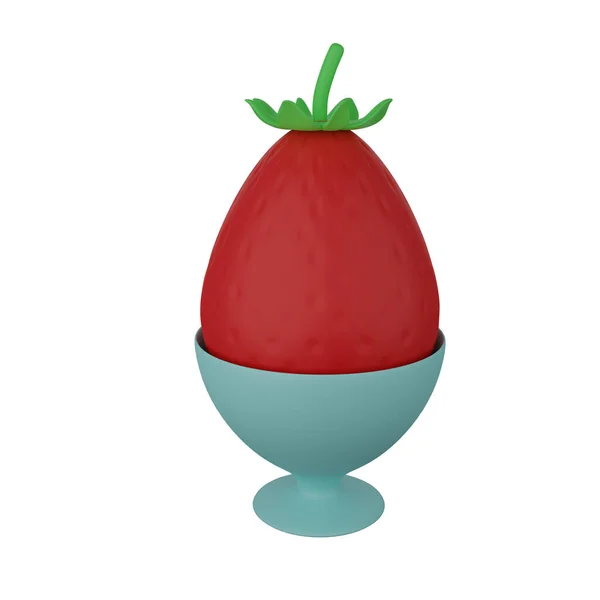 Cute 3d render egg berry in a stand — Stok Foto