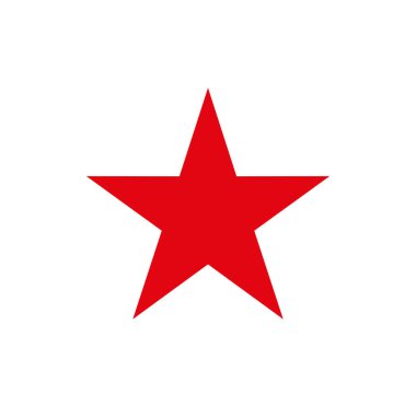 Kızıl Yıldız. Heraldik işaret, beş köşeli yıldız. Kızıl Ordu 'nun sembolü. Beyaz arkaplanda izole edilmiş bir simge. Vektör resim çizimi.