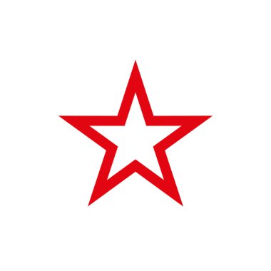 Contour kırmızı yıldızı. Heraldik işaret, beş köşeli yıldız. Kızıl Ordu 'nun sembolü. Beyaz arkaplanda izole edilmiş bir simge. Vektör resim çizimi.
