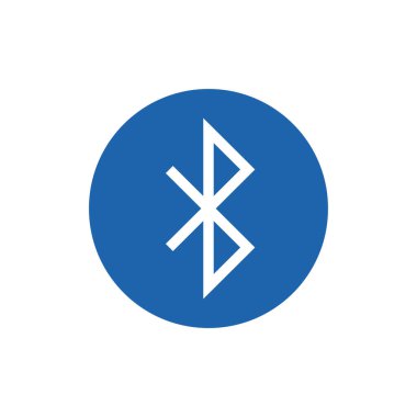 Bluetooth simgesi. Yuvarlak düğmeye basılı vektör izole bağlantı işareti. Kablosuz iletişim teknolojisi piktogramı.