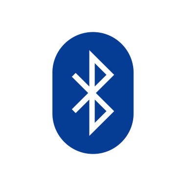 Bluetooth simgesi. Oval düğmedeki vektör izole bağlantı işareti. Kablosuz iletişim teknolojisi piktogramı.