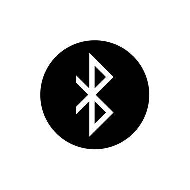 Bluetooth simgesi. Yuvarlak düğmeye basılı vektör izole bağlantı işareti. Kablosuz iletişim teknolojisi piktogramı.