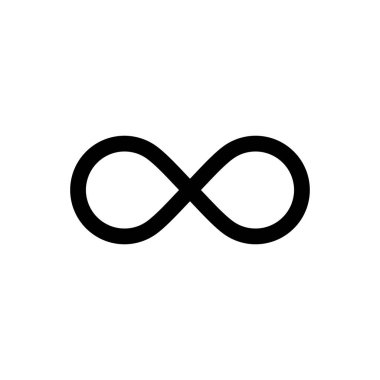 Sonsuzluk işareti. Sonsuzluk kavramını temsil eden vektör matematiksel sembol. Beyaz arkaplanda izole edilmiş simge.