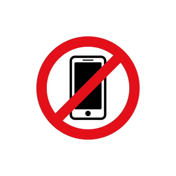 Telefon Wyłączając Ikonę Podpis Zakazujący Korzystania Telefonu Tutaj Żadnego Gadania — Wektor stockowy