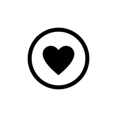 Konuşma baloncuğu ikonunda kalp. Sohbet mesaj simgesi. Çemberin içinde kalp işareti. Vektör resim çizimi.