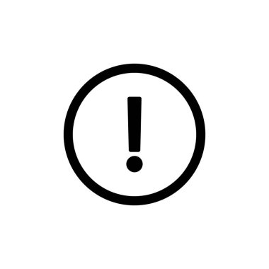 Konuşma baloncuğu simgesinde ünlem işareti. Sohbet mesaj simgesi. Cevap ya da bilgi sembolü bir çemberde. Vektör resim çizimi.