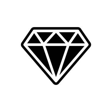 Elmas ikonu. Elmas izole sembol. Siyah elmasın piktogramı.
