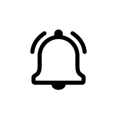 Çan simgesi. Web sitesi, uygulama, UI için uyarı sembolü. Yeni bir mesaj geldi. Zil çalıyor. Beyaz arkaplanda izole vektör illüstrasyonu.