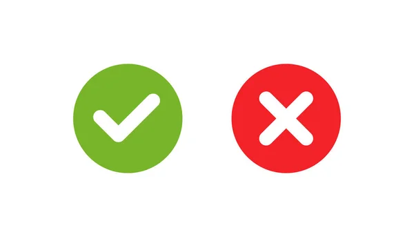Çemberde işaretleme simgeleri kümesi. Yeşil ve kırmızı olarak işaretle ve çapraz yap. Kene işaretleri: Kabul edildi, onaylandı, evet, doğru, tamam, doğru seçimler, görev tamamlama, oylama. Test soru sembolü. Beyaz arkaplanda izole vektör illüstrasyonu.