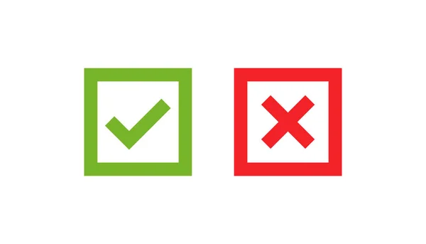 Conjunto Ícones Marca Seleção Quadrado Marque Cruze Verde Vermelho Marcas Ilustração De Bancos De Imagens