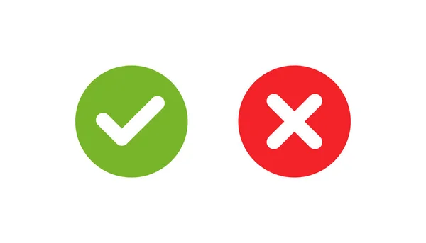Conjunto Marcas Verificação Ícones Círculo Marque Cruze Verde Vermelho Marcas Ilustração De Bancos De Imagens