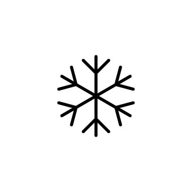 Kar tanesi ikonu. Yeni yıl ve Noel özellikleri. Hava durumu. Soğuk, kar, kış ve soğuğun sembolü. İzole edilmiş soyut vektör çizimi.