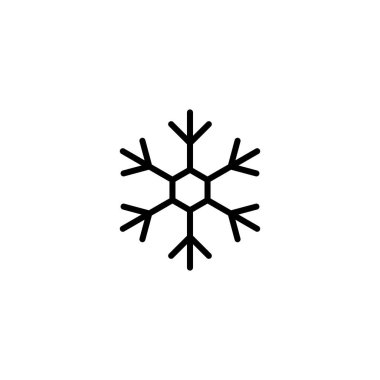 Kar tanesi ikonu. Yeni yıl ve Noel özellikleri. Hava durumu. Soğuk, kar, kış ve soğuğun sembolü. İzole edilmiş soyut vektör çizimi.