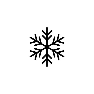 Kar tanesi ikonu. Yeni yıl ve Noel özellikleri. Hava durumu. Soğuk, kar, kış ve soğuğun sembolü. İzole edilmiş soyut vektör çizimi.