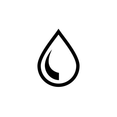 İkon düşürür. Nem ve sıvı sembol. Bir damla su, yağ ya da yağmur. Düşen su ve yağış tasviri. Beyaz arkaplanda izole vektör illüstrasyonu.