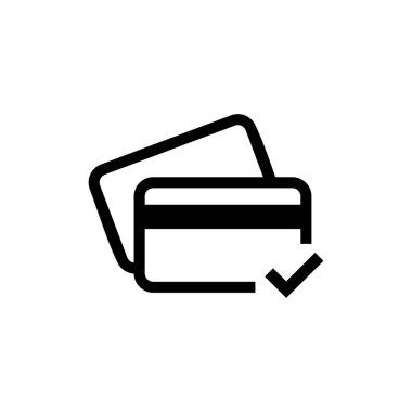 Plastik kart ikonu. Nakitsiz ödeme sembolü. Hesap ya da alım için banka kartı imzası. Nakit ödeyin ve resim çekin. Beyaz arkaplanda izole vektör illüstrasyonu.