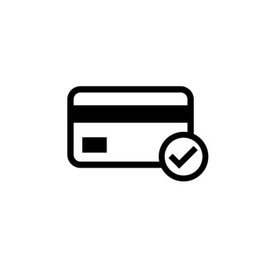 Plastik kart ikonu. Nakitsiz ödeme sembolü. Hesap ya da alım için banka kartı imzası. Nakit ödeyin ve resim çekin. Beyaz arkaplanda izole vektör illüstrasyonu.