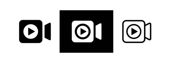 Videokamera Ikonok Beállítva Kamerás Piktogram Film Vagy Mozi Felirat Multimédia — Stock Vector
