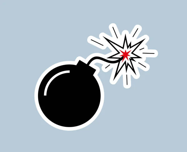 Ikona Bomby Bomba Hořícím Knotem Izolované Vektorové Ilustrace Šedém Pozadí — Stockový vektor