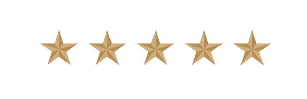 Cinco Estrelas Volumétricas Ouro Estrela Cinco Pontas Qualidade Símbolo Classificação Ilustrações De Bancos De Imagens Sem Royalties