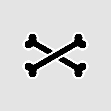 Kemik ikonu. Çapraz kemikler. Korsanların ve ölümün sembolü. Gri arkaplandaki izole vektör çizimi.