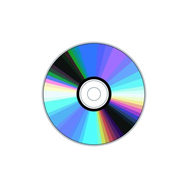 CD disk simgesi. Disk resmini küçült. Bilgi kaydetmek için DVD diski. Beyaz arkaplanda izole vektör illüstrasyonu.