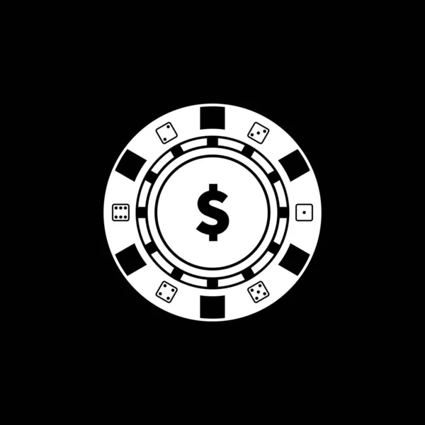Spel Chip Casino Gokken Chips Poker Roulette Geïsoleerde Vectorillustratie Zwarte — Stockvector