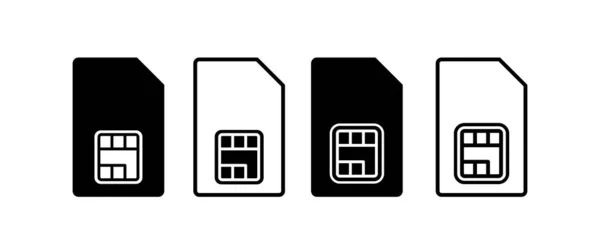 Conjunto Iconos Tarjeta Sim Módulo Identificación Del Suscriptor Micro Tarjeta — Vector de stock