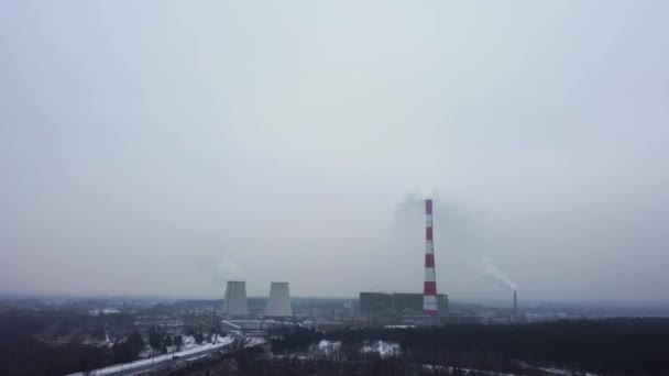 Θερμοηλεκτρικός Σταθμός Άνθρακα Παραγωγή Ηλεκτρικής Ενέργειας Αεροφωτογραφία — Αρχείο Βίντεο
