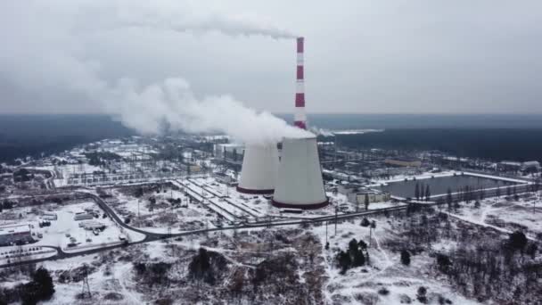 Вугільна Теплоелектростанція Генерація Електроенергії Вид Повітря Охолоджуюча Вежа Охолоджуюча Вежа — стокове відео