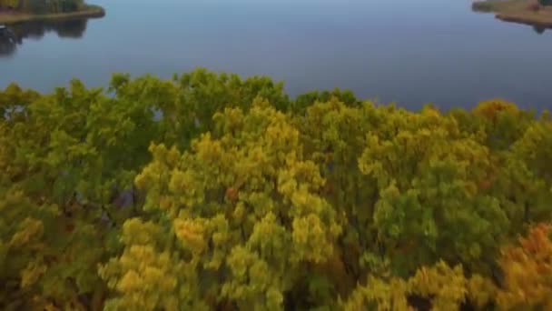 靠近山丘的风景秀丽的河流 空中风景 — 图库视频影像