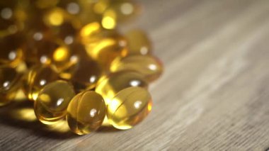 Vitaminler. Balık yağı tabletleri. Yakın plan. makro