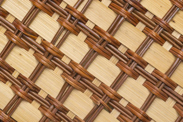 Natural Braided Bamboo Wicker Basket Texture Basketry Pattern — Fotografia de Stock