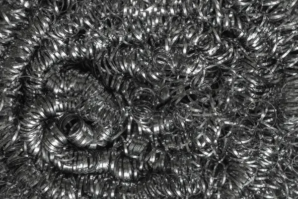 Lesklá Kovová Textura Nerezové Oceli Spirálového Scourer Abstraktní Snímek Makra — Stock fotografie